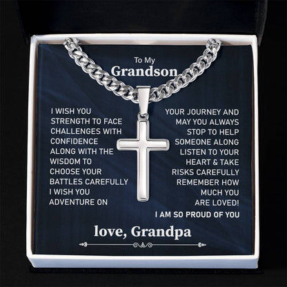 To My Grandson Necklace, I Am So Proud Of You, Love Grandpa.