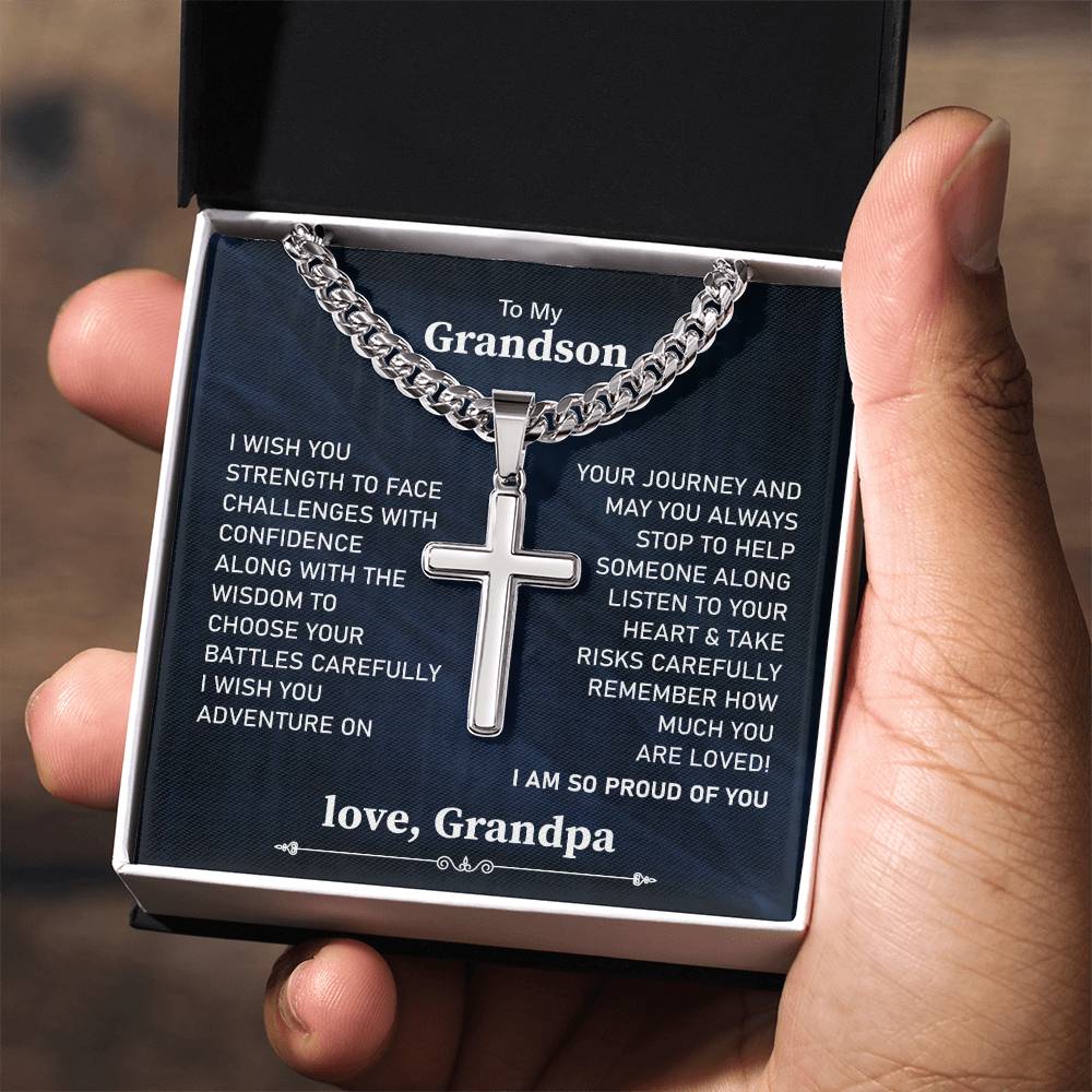 To My Grandson Necklace, I Am So Proud Of You, Love Grandpa.