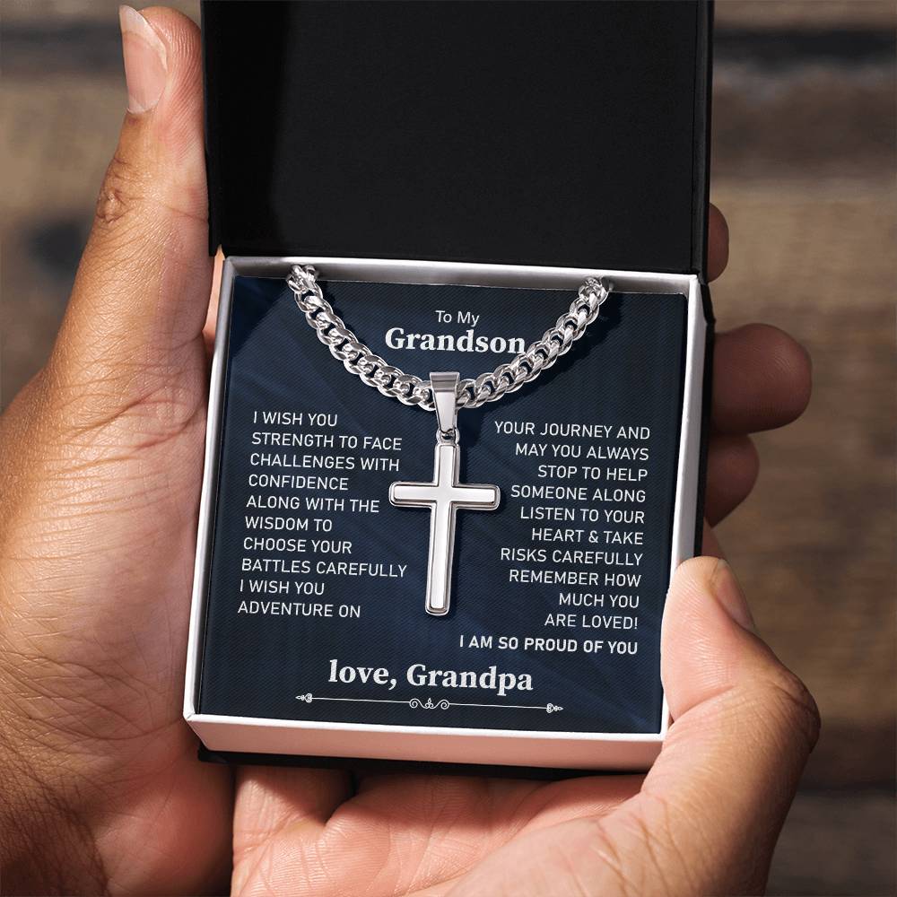 To My Grandson Necklace, I Am So Proud Of You, Love Grandpa.