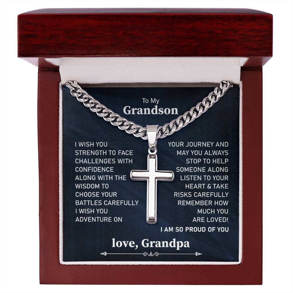 To My Grandson Necklace, I Am So Proud Of You, Love Grandpa.