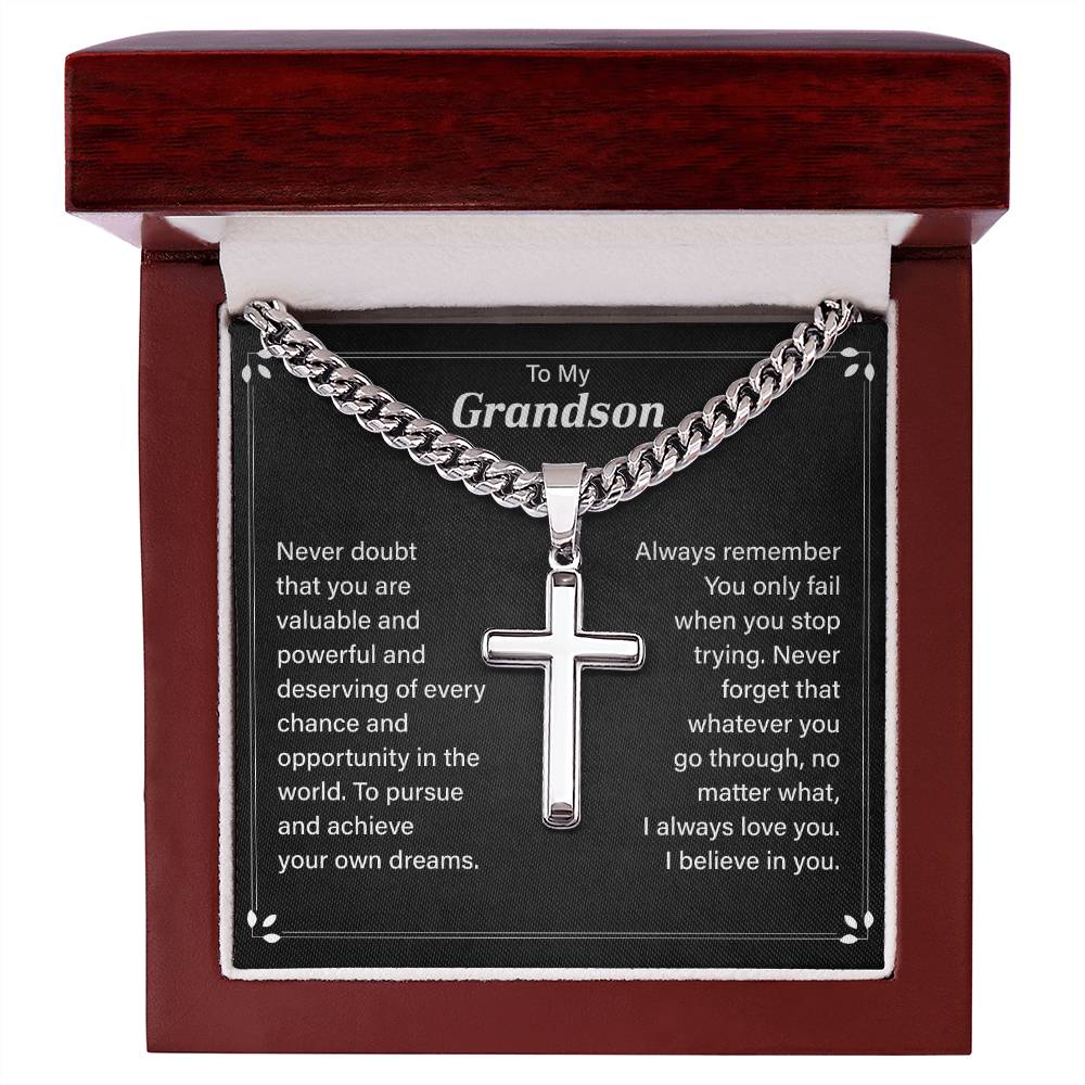 To My Grandson Necklace, Birthday Christmas Gifts for Grandson, Grandson Necklace From Grandparents.