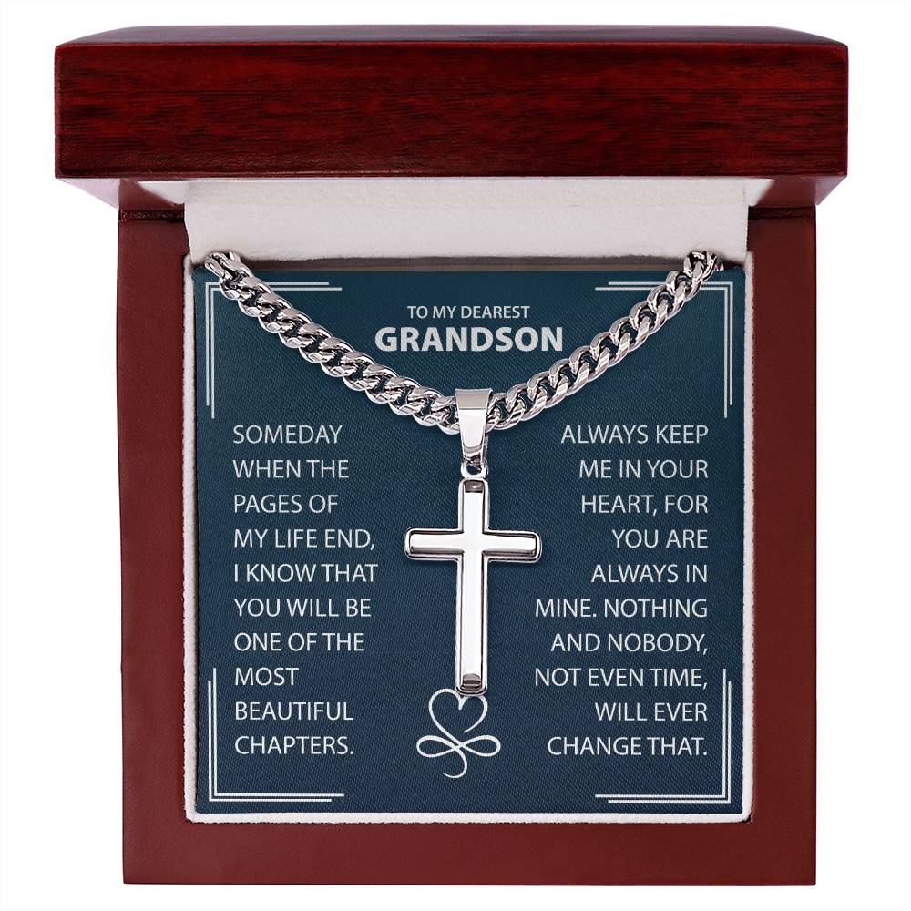 To My Dearest Grandson Necklace, Grandson Anniversary Birthday Christmas Gifts For Grandson From Grandparent.