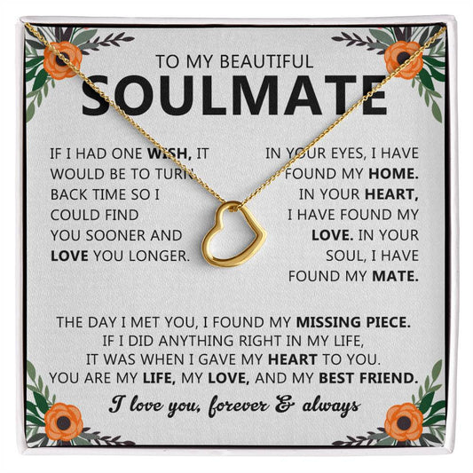 Soulmate Necklace Gift with Romantic Heartfelt Message