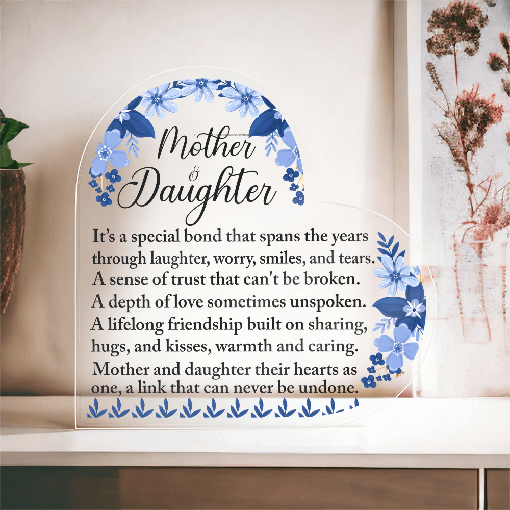 Mother Daughter Heart Acrylic Keepsake Gift