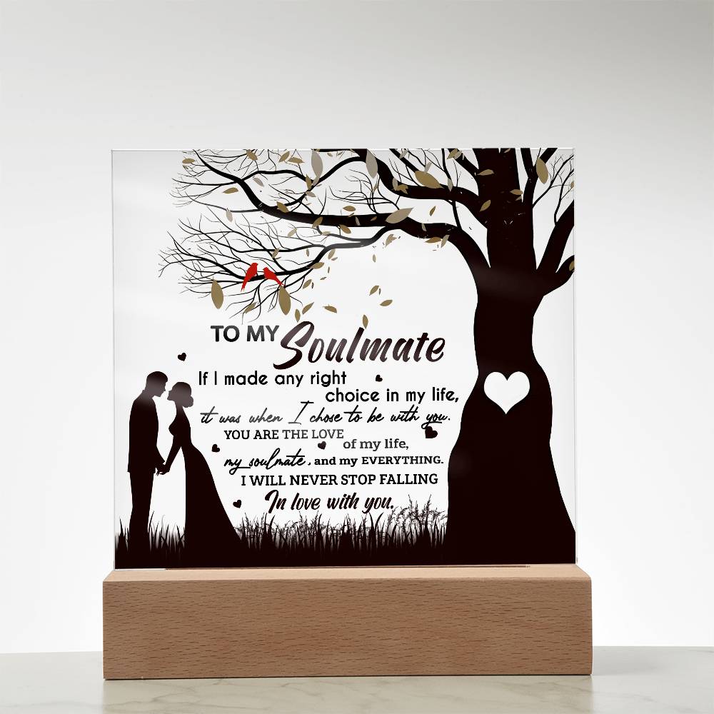 To My Soulmate If I Made Any Right Choice In Life It Was When I Chose To Be With You, Acrylic Plaque Gift For Soulmate.