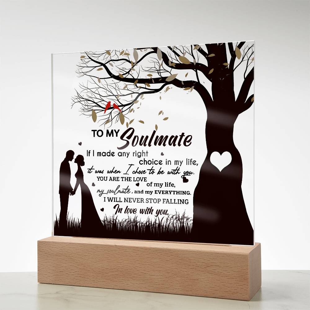 To My Soulmate If I Made Any Right Choice In Life It Was When I Chose To Be With You, Acrylic Plaque Gift For Soulmate.