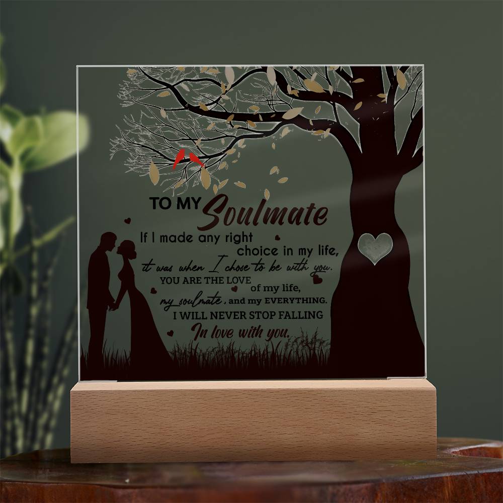 To My Soulmate If I Made Any Right Choice In Life It Was When I Chose To Be With You, Acrylic Plaque Gift For Soulmate.