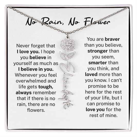 Custom Name Birth Flower Necklace - Personalized 12-Month Flower Jewelry Gift