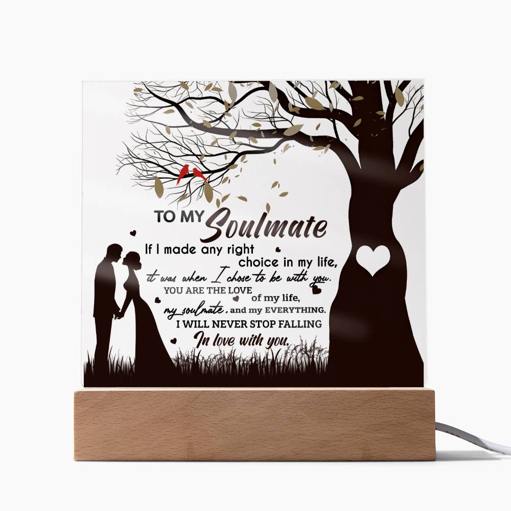 To My Soulmate If I Made Any Right Choice In Life It Was When I Chose To Be With You, Acrylic Plaque Gift For Soulmate.