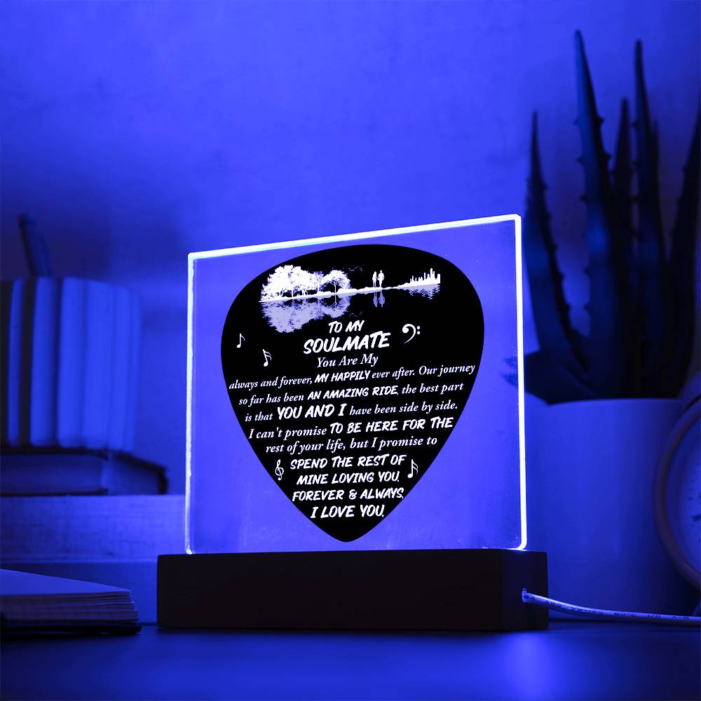 To My Soulmate Acrylic- You Are My Always And Forever, My Happily Ever After, Acrylic Plaque With Led Color Changing Option Gift.
