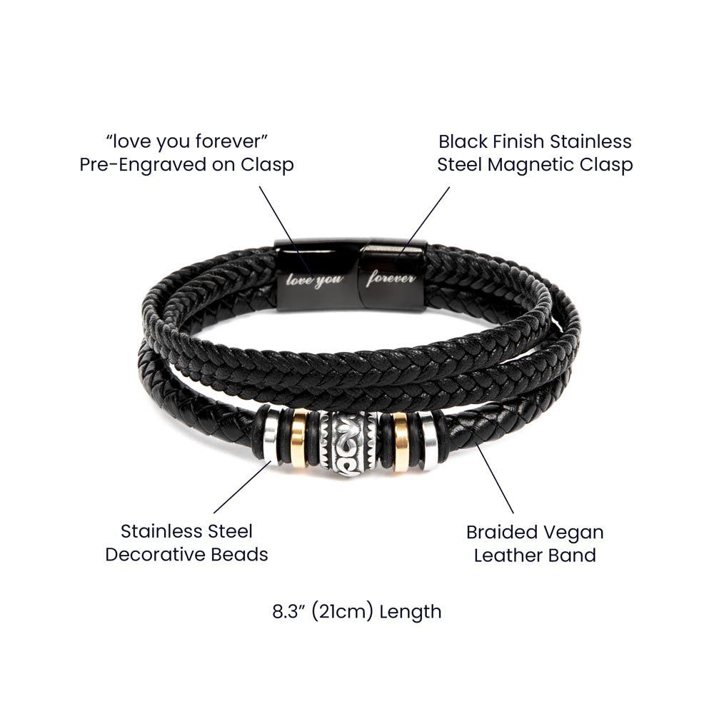 "To My Son - Never Forget How Much I Love You - Inspirational Message Bracelet - Motivational Gift for Sons"