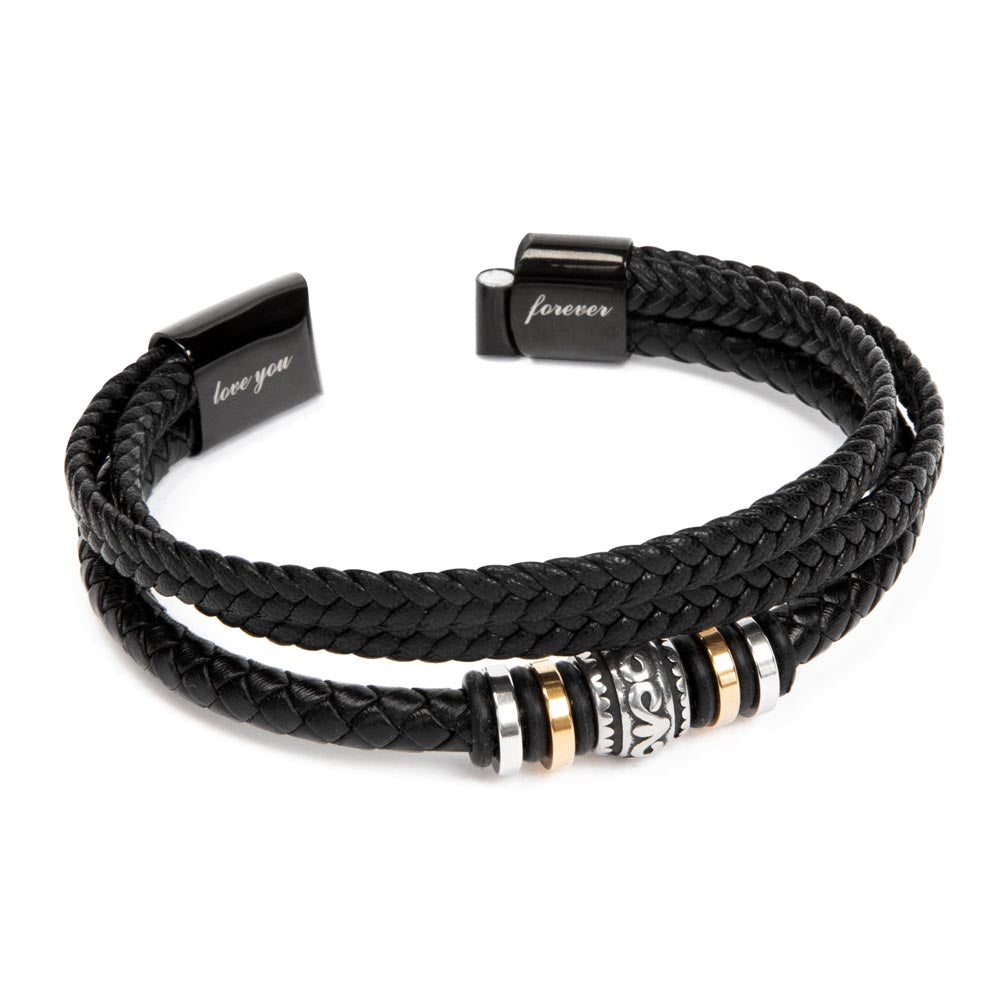 To My Son Leather Bracelet with Courage Message Card