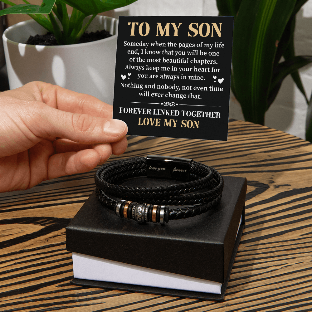 "To My Son Necklace - Forever Linked Together, A Love That Will Never Change"
