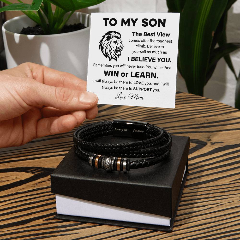 To My Son Lion Bracelet Message Card Gift