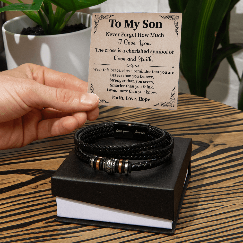 "To My Son Necklace - Cherished Cross Symbol of Love, Faith, and Strength"