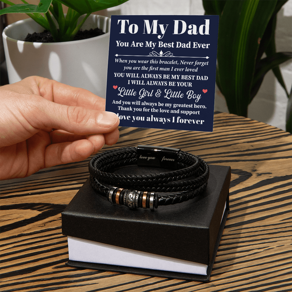 Lather Bracelet Gift For Dad From Son With Message Card