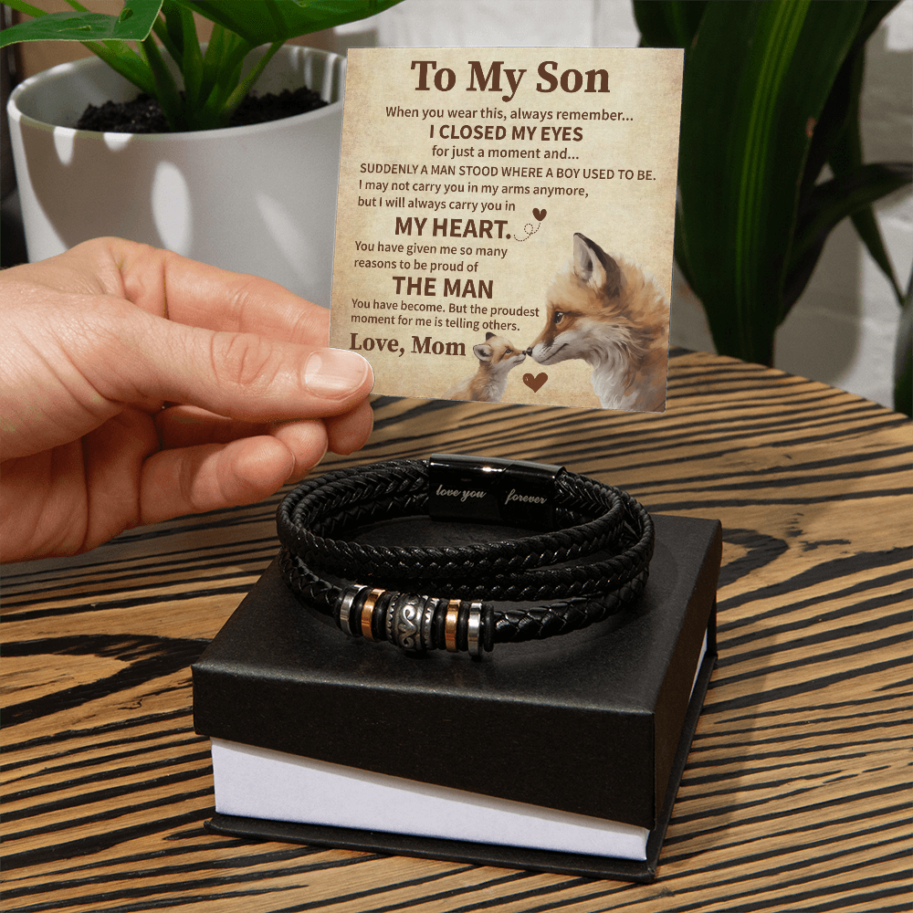 Gift for Son from Mom -  To My Son Cross Bracelet Gift From Mom