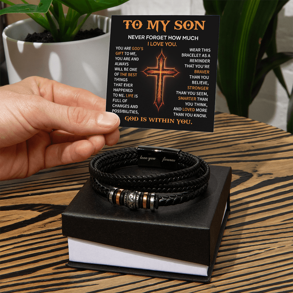 Christian Bracelet Gift for Son from Dad Message Card