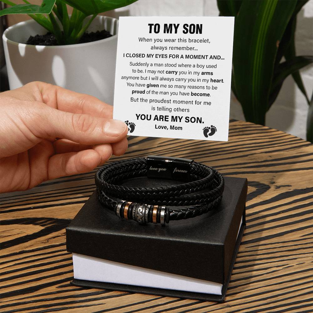 Mom to Son Bracelet Gift with Message Card