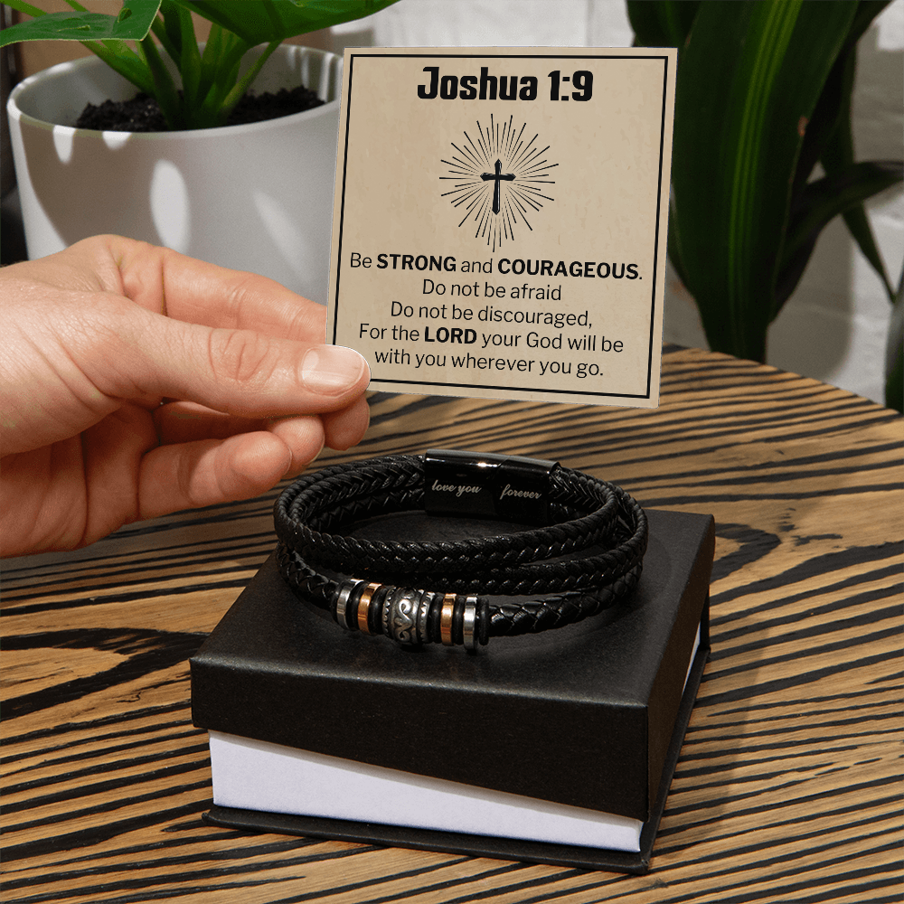 "Joshua 1:9 Cross Necklace - Be Strong and Courageous with Faith and Hope"