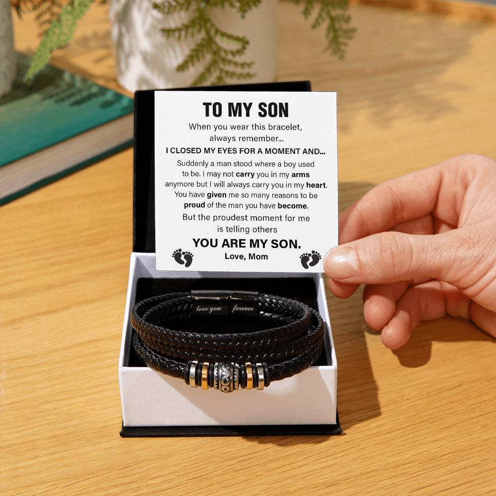 Mom to Son Bracelet Gift with Message Card