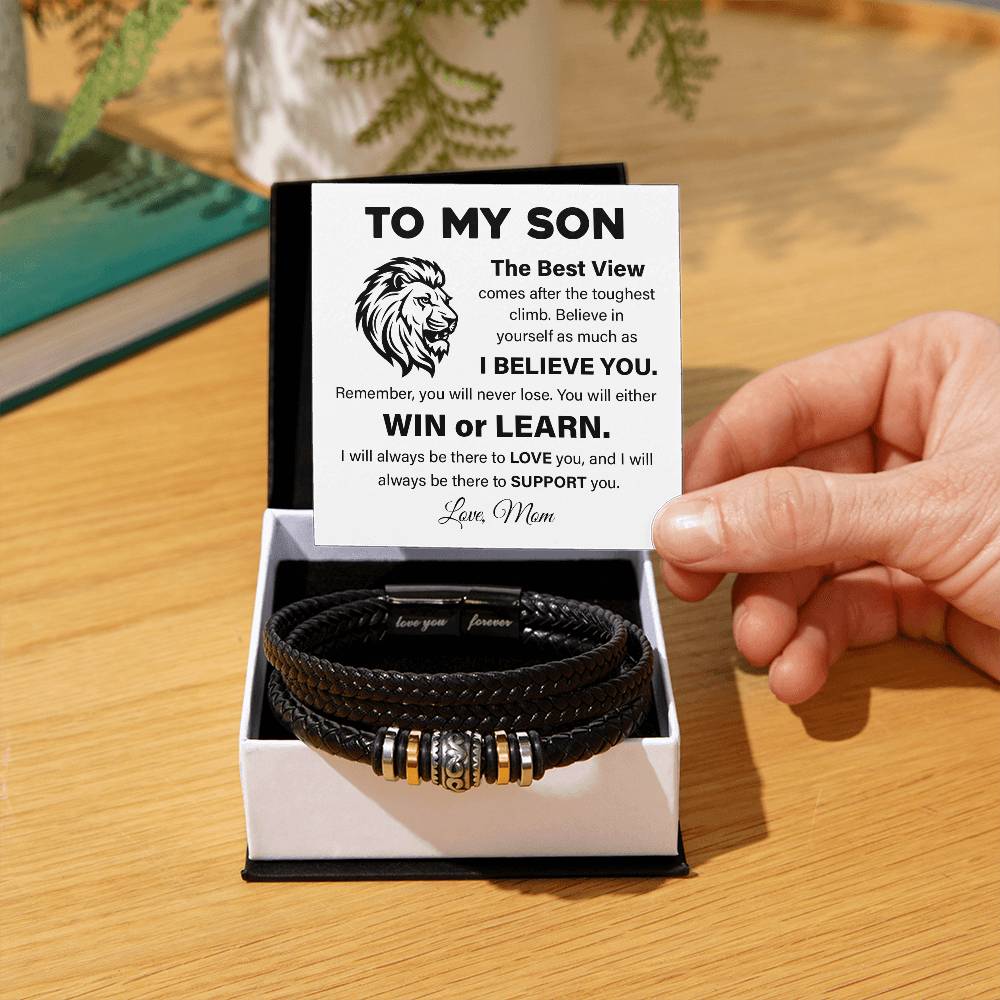To My Son Lion Bracelet Message Card Gift