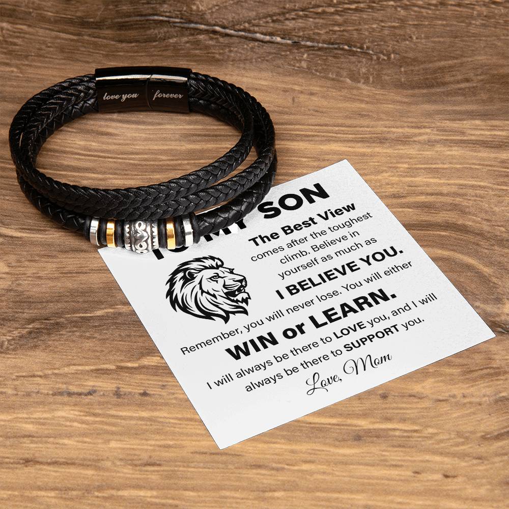 To My Son Lion Bracelet Message Card Gift