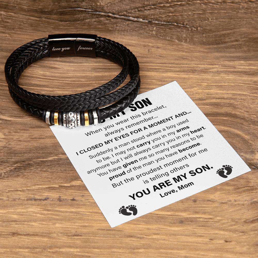 Mom to Son Bracelet Gift with Message Card