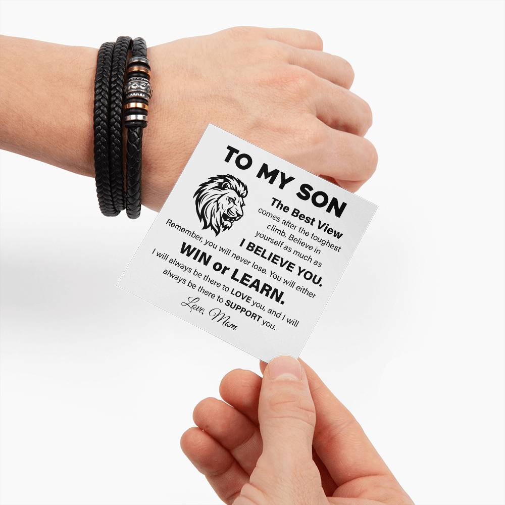 To My Son Lion Bracelet Message Card Gift