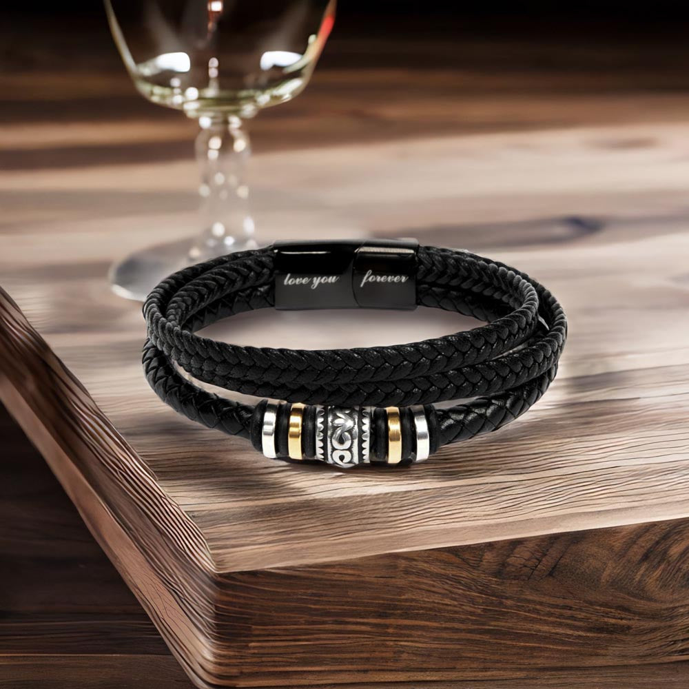 Son Leather Bracelet Gift with Lion Message Card