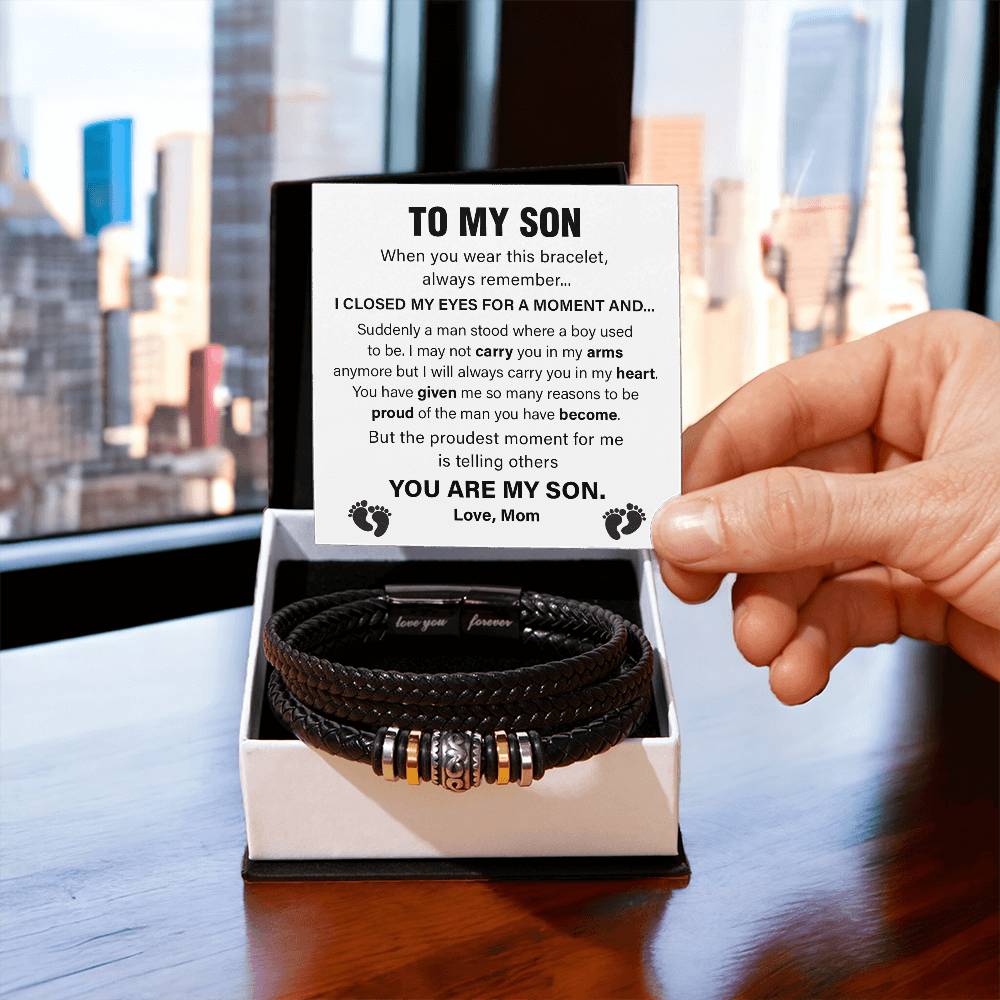 Mom to Son Bracelet Gift with Message Card