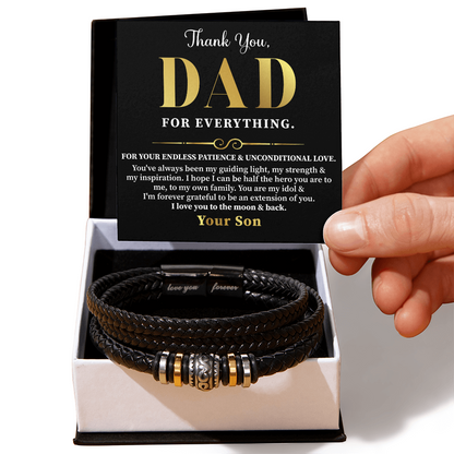 Leather Bracelet Gift For Dad From Son With Message Card