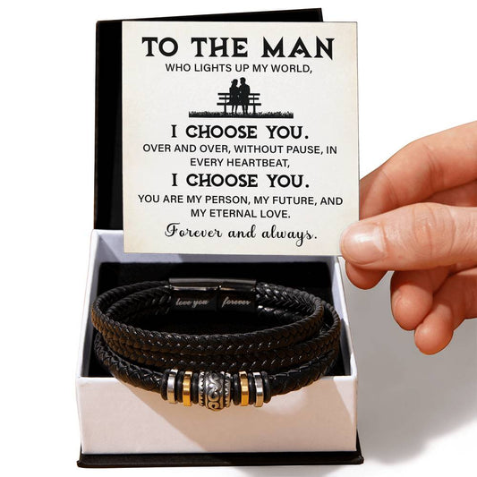 To The Man, My Eternal Partner Bracelet Cherished Love Bracelet Heartfelt Connection Bracelet Loving Message For My Partner Sentimental Love Bracelet My Forever Choice Bracelet Sentimental Gift For Partner I Choose You Bracelet