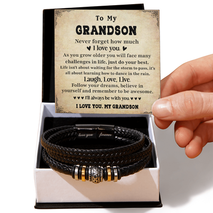 Grandson Bracelet Gift From Grandparents With Inspirational Message Card