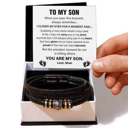 Mom to Son Bracelet Gift with Message Card