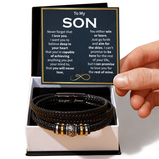 Gift for Son - Leather Bracelet with Inspirational Heartfelt Note