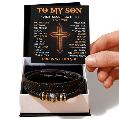 Christian Bracelet Gift for Son from Dad Message Card