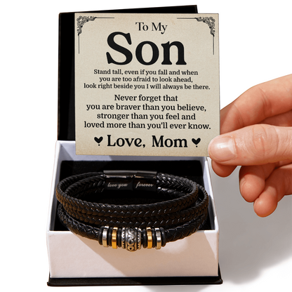 "To My Son Necklace - Strength, Love, and Unwavering Support from Mom"