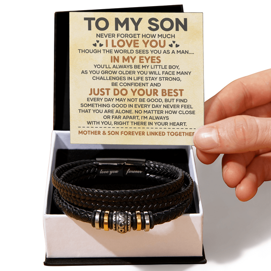 Gift for Son from Mom - Forever Linked Together Inspirational Message Card