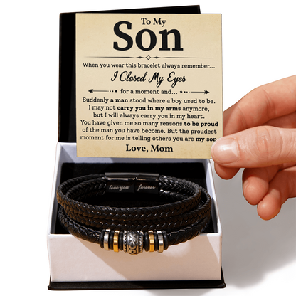 Mom to Son Bracelet Gift Proud of You Message Card