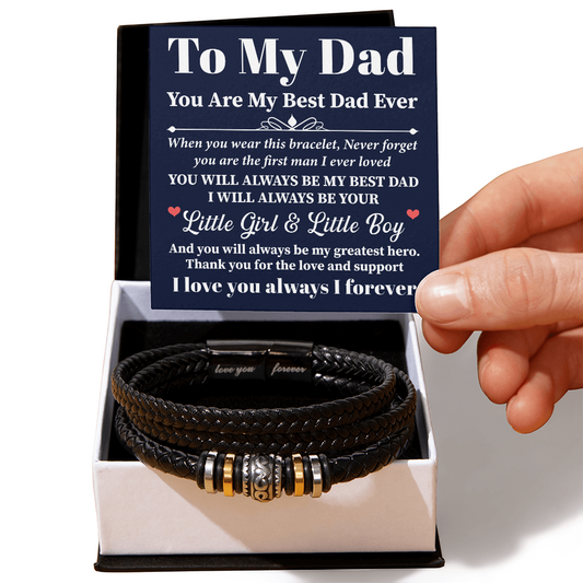 Lather Bracelet Gift For Dad From Son With Message Card