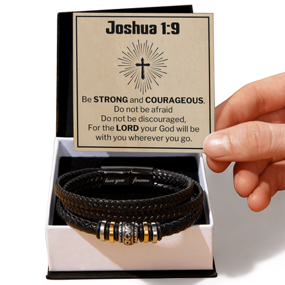 "Joshua 1:9 Cross Necklace - Be Strong and Courageous with Faith and Hope"