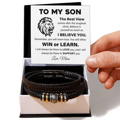 To My Son Lion Bracelet Message Card Gift