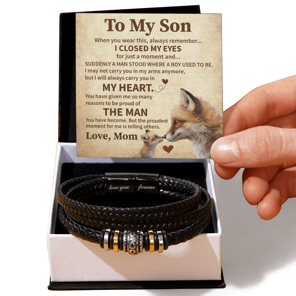 Gift for Son from Mom -  To My Son Cross Bracelet Gift From Mom
