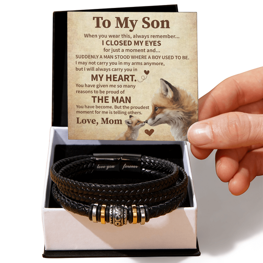 Gift for Son from Mom -  To My Son Cross Bracelet Gift From Mom