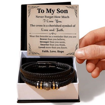 "To My Son Necklace - Cherished Cross Symbol of Love, Faith, and Strength"
