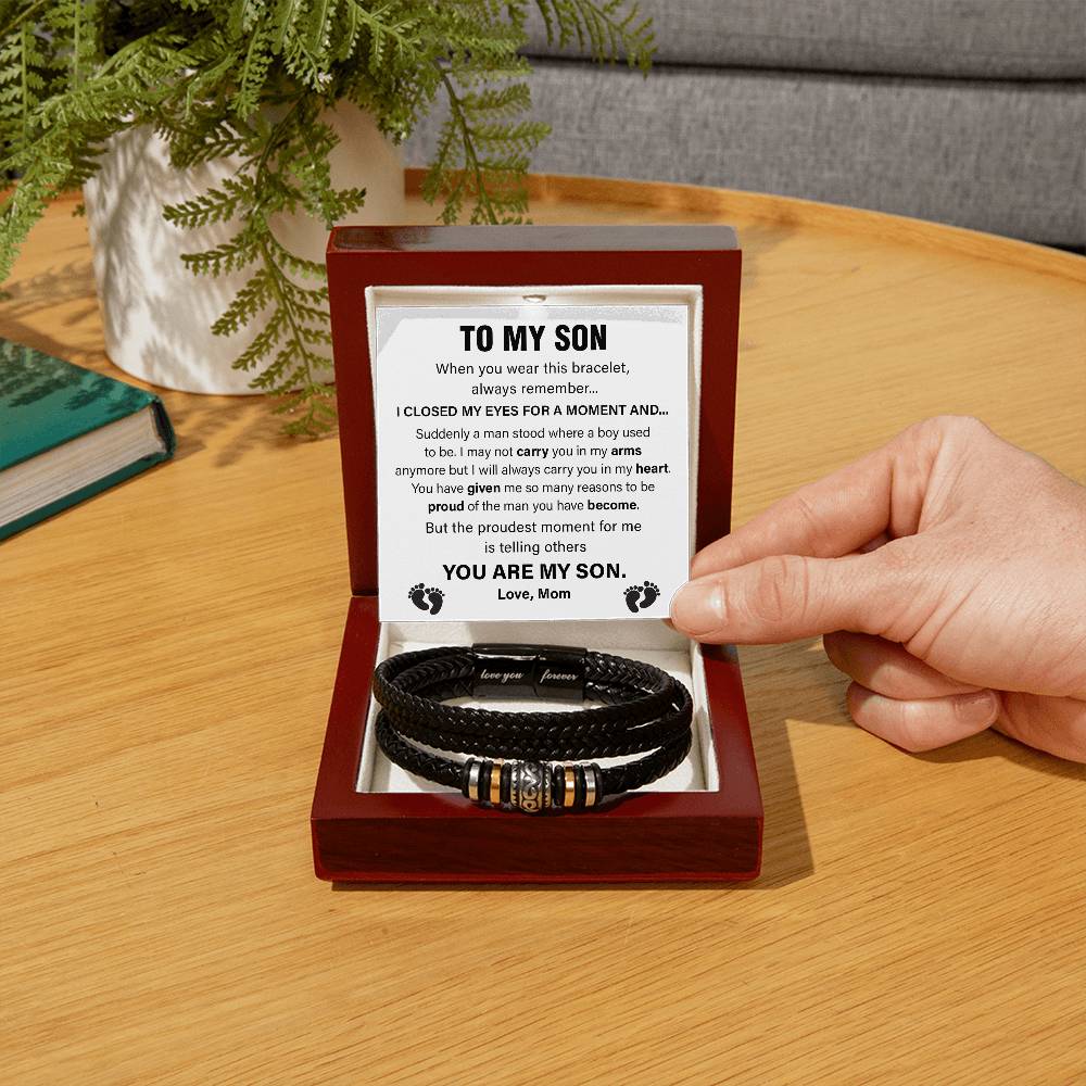 Mom to Son Bracelet Gift with Message Card
