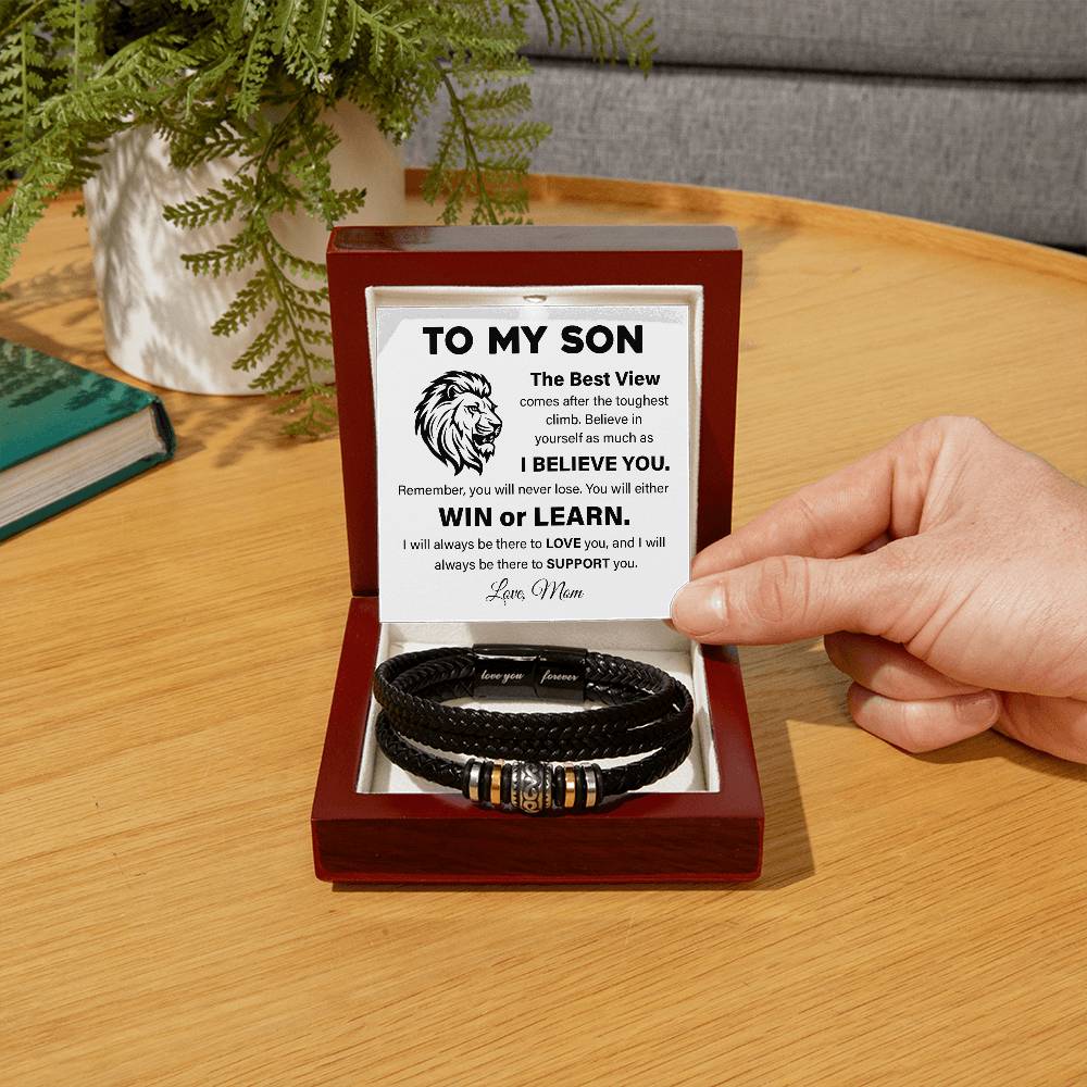 To My Son Lion Bracelet Message Card Gift