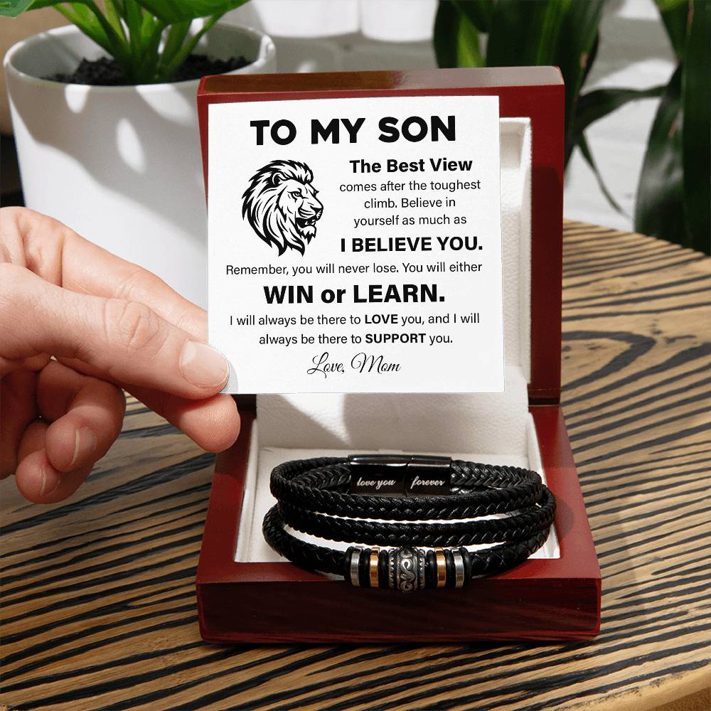 To My Son Lion Bracelet Message Card Gift
