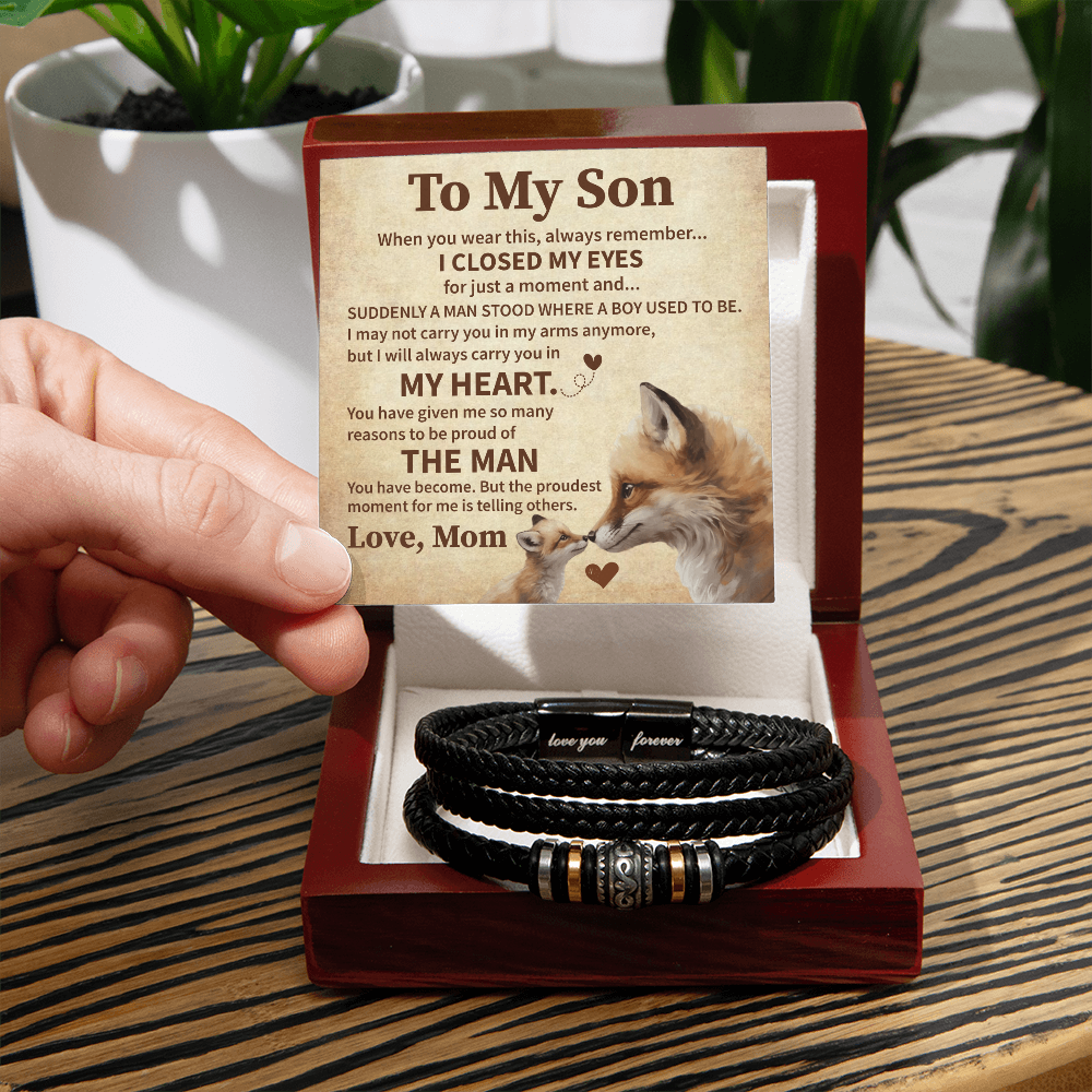 Gift for Son from Mom -  To My Son Cross Bracelet Gift From Mom